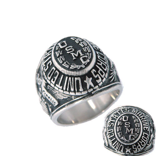 Stainless steel jewelry MARINE CORPS USMC Military ring SWR0032 - Click Image to Close